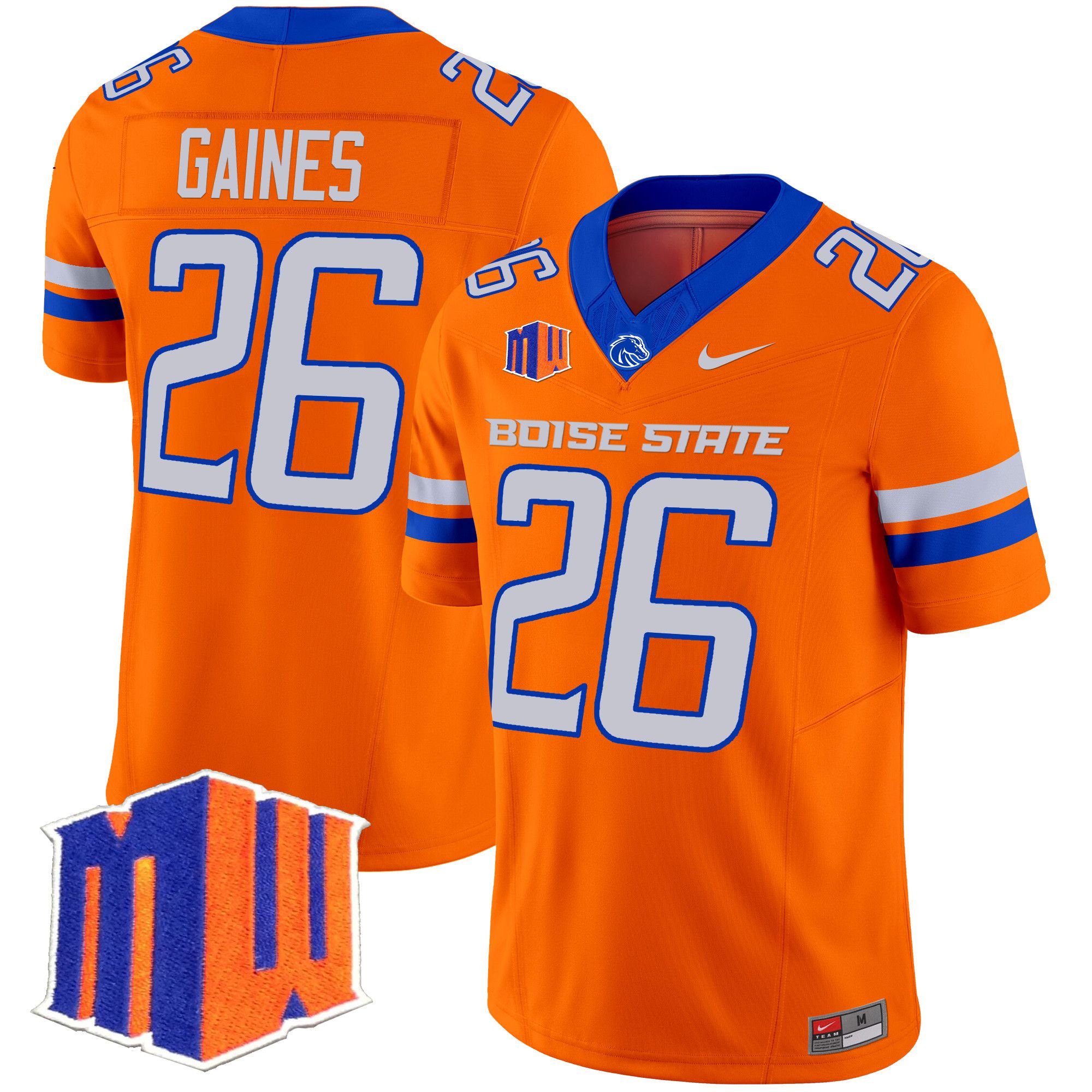 Men Boise State Broncos #26 Gaines Orange Nike 2024 Vapor Limited NCAA Jersey style 1->more ncaa teams->NCAA Jersey